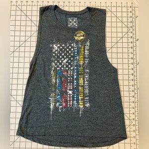 NWOT Howitzer Women’s Medium Grey‎ “Pledge of Allegiance” Muscle Tank Top